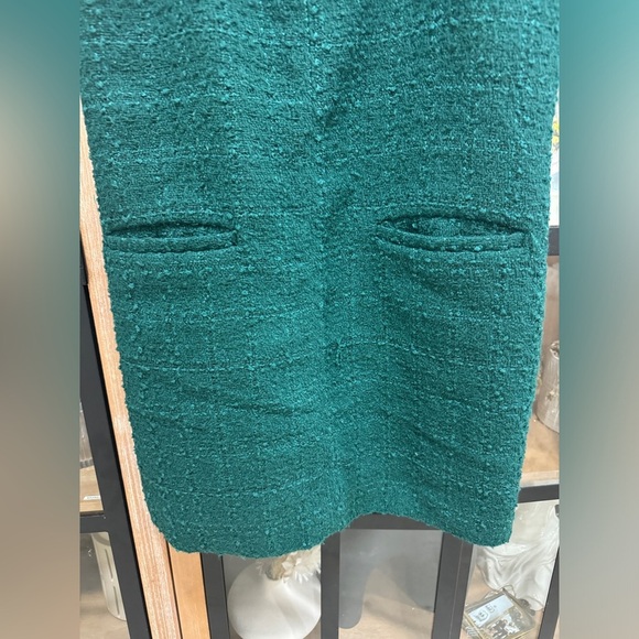 Abercrombie tweed shift mini dress pinafore jumper forest emerald pockets petite - Picture 8 of 9